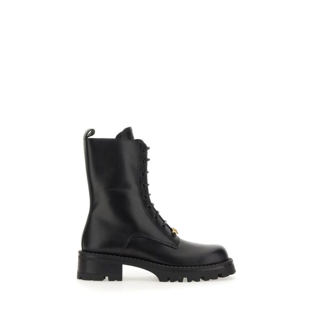 VERSACE Lace-Up Platform Combat Boots Women BLACK